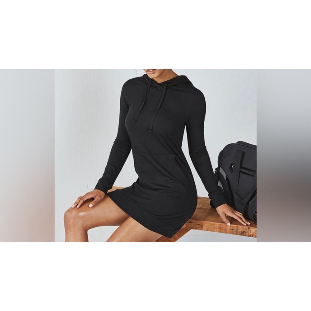 Fabletics Black Yukon Hoodie Sweater Dress Size Small